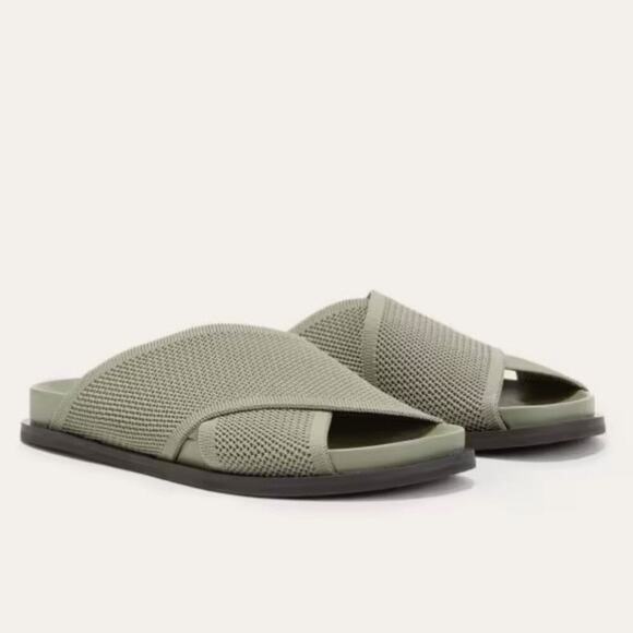 EVERLANE The ReKnit City Flatform Sandal Seagrass Green Crossover Strap 5 NEW